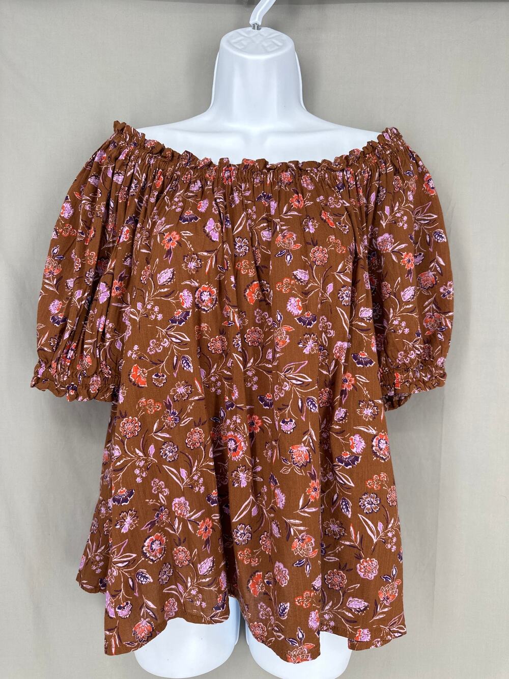 Gap Top Womens Large Brown Floral Flowy Ruffle Cottagecore Boho Bohemian